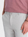 Men's shorts made of two-tone melange knit fabric - light grey V5 OM-SRCS-0127
