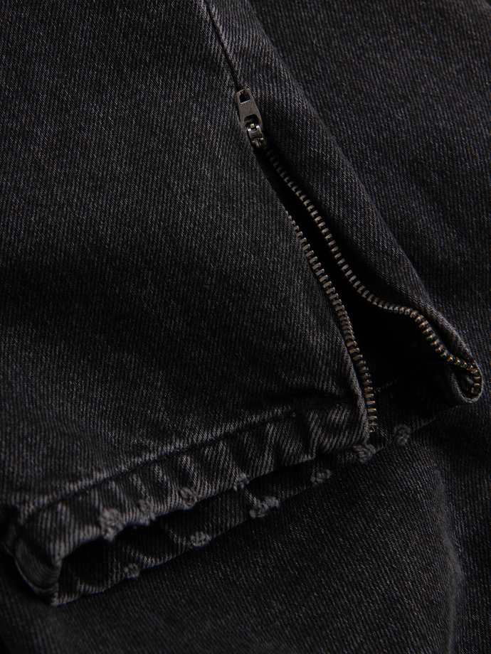 Pantaloni de bărbați din denim cu găuri - negru V2 P1028