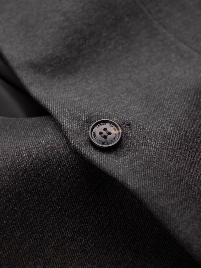 Vyriška melanžinė striukė iš dirbtinio pluošto su atsegama apykakle - juoda melanžinė V5 OM-BLZB-0131