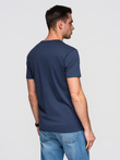 Men's casual t-shirt with pocket patch - navy blue V10 OM-TSCT-0109