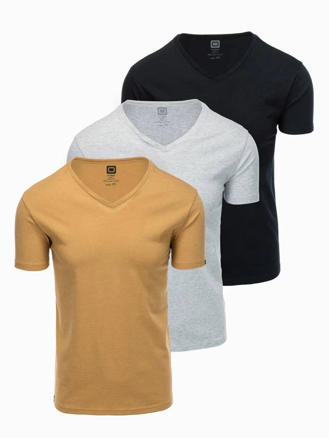 V-NECK medvilninių marškinėlių rinkinys - 3 pakuotės - mišinys V15 Z29