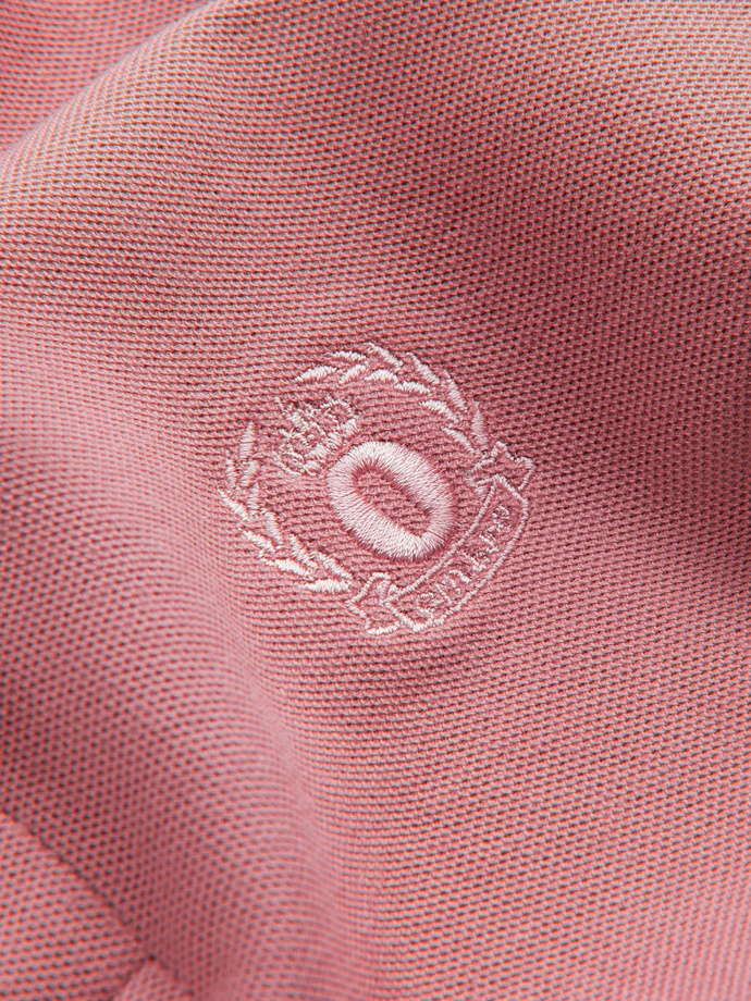 Men's BASIC single color pique knit polo shirt - dark pink V7 OM-POBS-0100