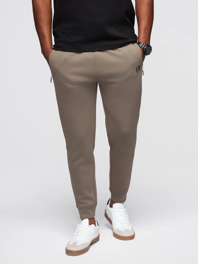 Men's sweatpants joggers with contrasting stripes - black V1 OM-PASK-0229