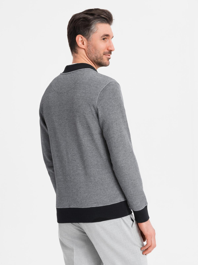 Jachetă bomber din tricot pique pentru bărbați - negru V1 OM-SSZP-0238