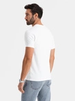 Tricou SLIM FIT pentru bărbați cu elastan și imprimeu - alb V2 OM-TSBC-0222