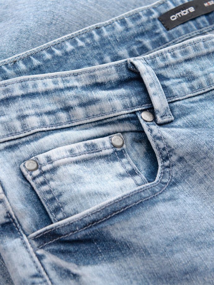 Pantaloni bărbătești TAPER FIT din denim cu cusături și picioare răsucite - albastru V1 OM-PADP-0161
