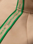 Men's unbuttoned sweatshirt with piping and high collar - brown V1 OM-SSZP-0224