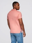 Classic cotton knit polo shirt - pink V4 OM-POWS-0142