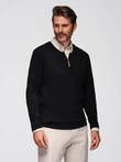 Men's sweater with viscose and spread neckline - black V2 OM-SWZS-0124