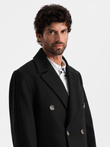 Men's double-breasted coat with decorative buttons - black V2 OM-COWC-0109