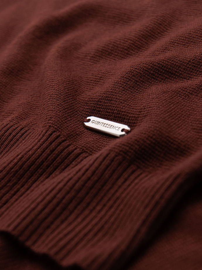 Tricou polo bărbătesc fără nasturi cu țesătură clasică - maro închis V4 OM-POSS-0159