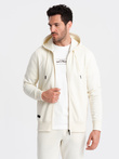 Set trening BASIC pentru bărbați - hanorac cu fermoar + pantaloni sport - crem V5 Z86