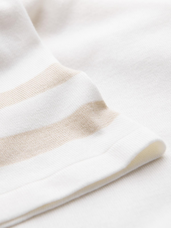 Pánská polokošile z měkkého úpletu s kontrastními pruhy - krémová V3 OM-POSS-0118