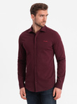 Cămașă bărbătească din bumbac REGULAR din tricot jerseu simplu - maro V3 OM-SHCS-0138