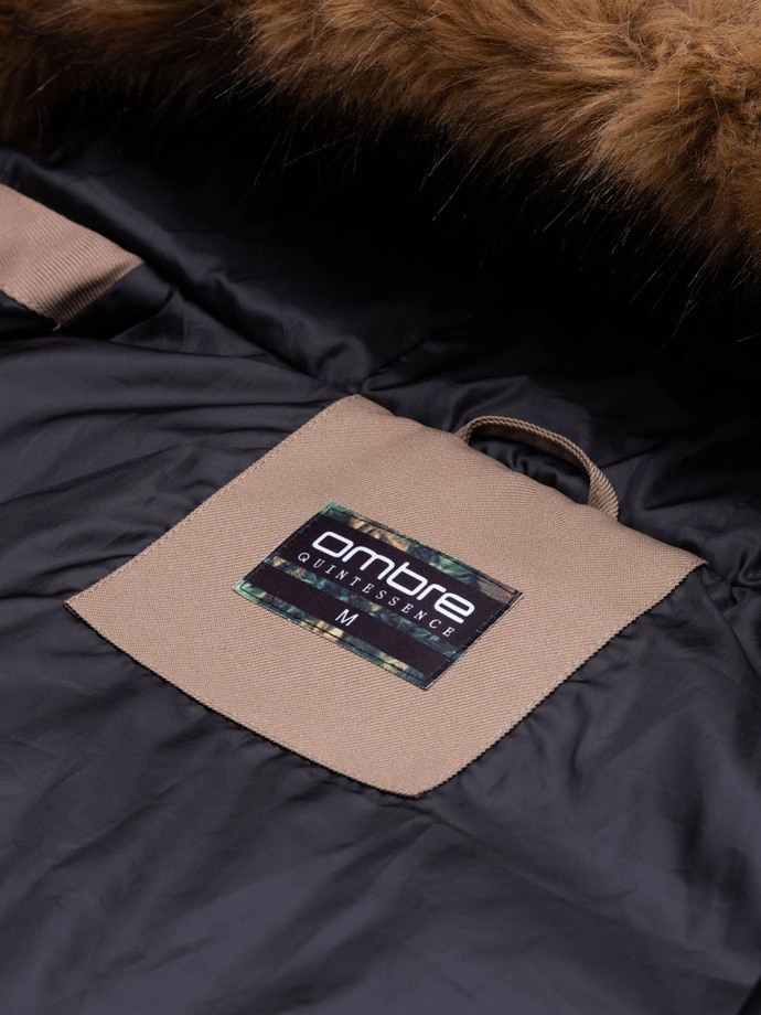 Jachetă parka de iarnă pentru bărbați - maro deschis V6 OM-JALJ-0132