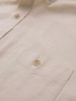 Men's linen shirt with classic collar and pockets REGULAR FIT - cream V3 OM-SHCS-0134