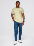 Men's cotton t-shirt with printed pocket - light grey V2 OM-TSPT-0227