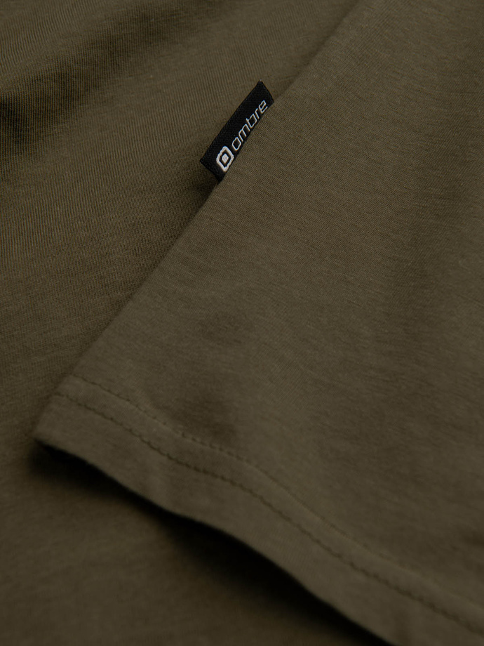 Men's BASIC longsleeve with round neckline - dark olive V7 OM-LSBL-0106
