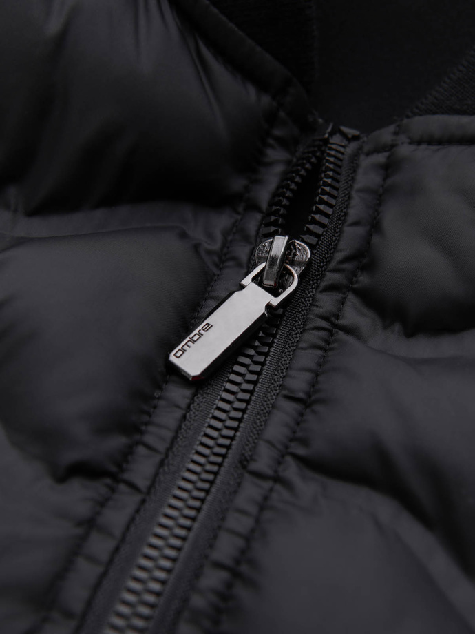 Pánská prošívaná bunda bomber - černá V1 OM-JALP-0141