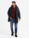 Jachetă parka Classic Long pentru bărbați - negru V6 OM-JALJ-0166