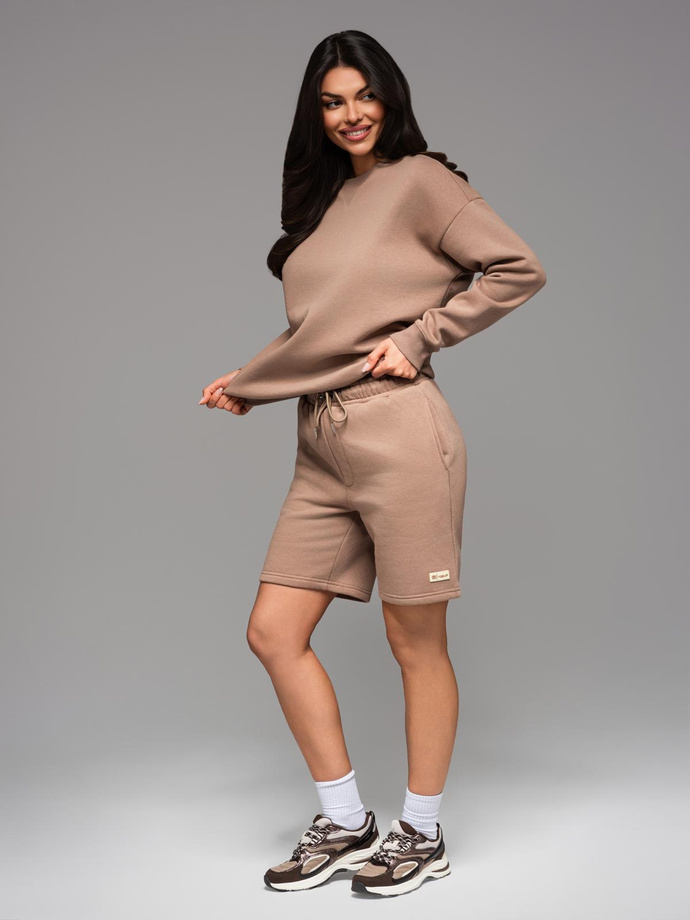 UNISEX tepláková souprava mikina + šortky - hnědá V16 Z108