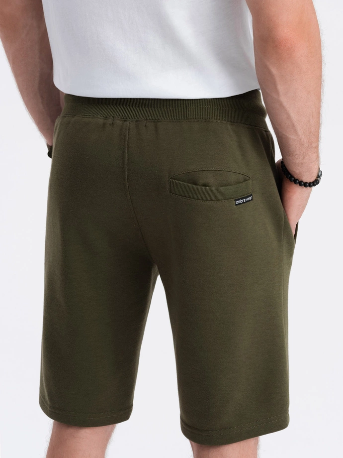 Pantaloni scurți pentru bărbați cu buzunare - verde-oliv închis V16 OM-SRBS-0109