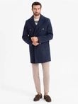 Palton bărbătesc dublu pieptănat cu nasturi decorativi - indigo V1 OM-COWC-0109
