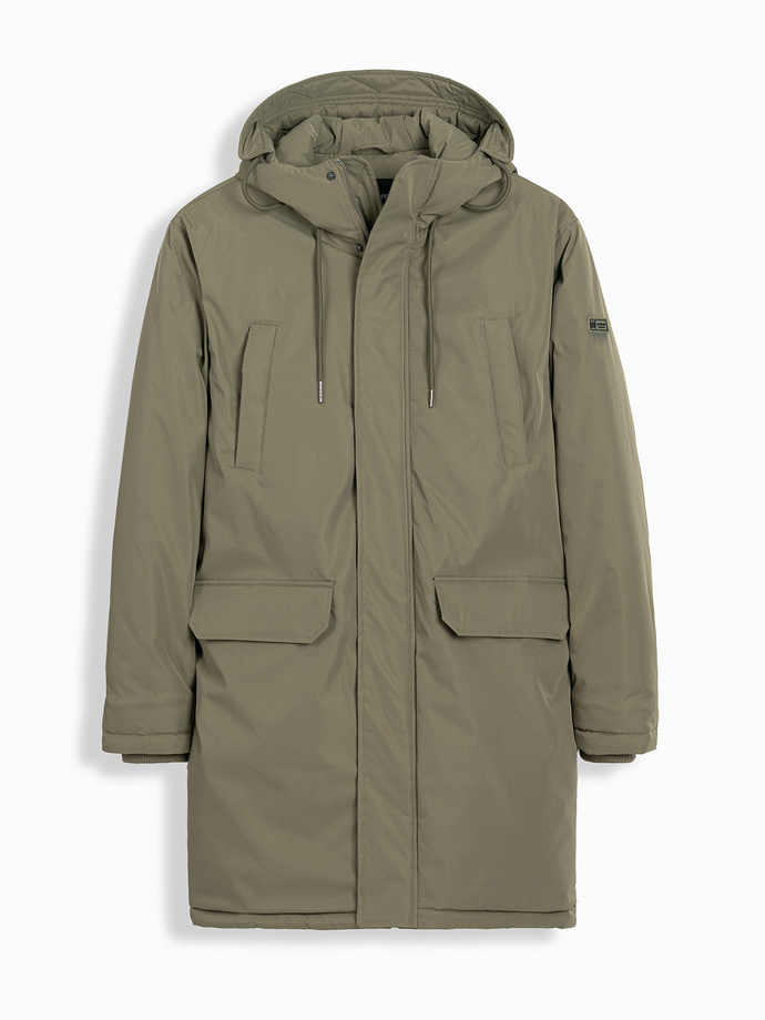 Jachetă parka lungă clasică pentru bărbați - olive V3 OM-JALJ-0166