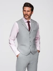 Men's suit vest with collar - light grey V1 OM-BLZV-0109