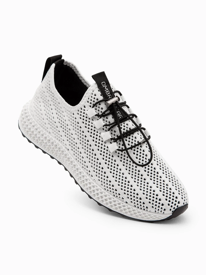 Men's mesh slip-on sneakers shoes - white V7 OM-FOKS-0117