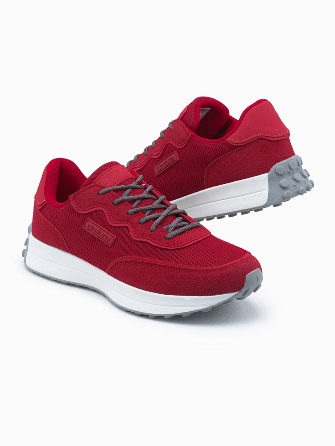 Men's shoes sneakers in combined materials - red V2 OM-FOSL-0110