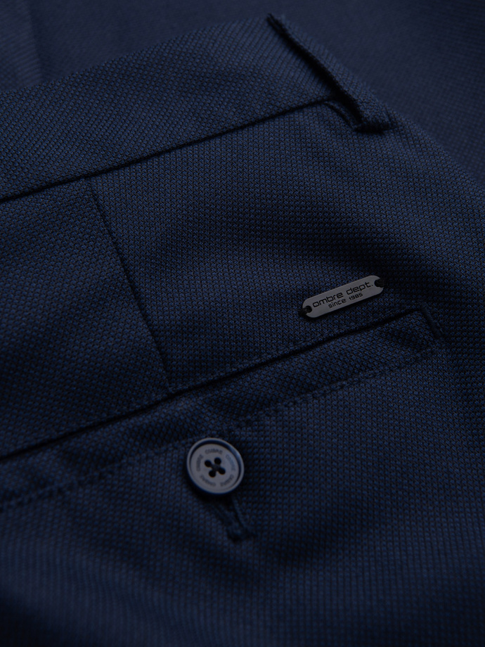 Pantaloni chino clasici pentru bărbați SLIM FIT - albastru marin V1 OM-PACP-0182
