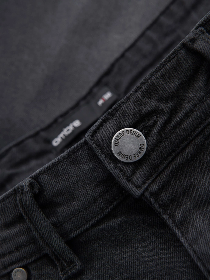 Pánské džínové šortky klasického střihu - černé V4 OM-SRDS-0171