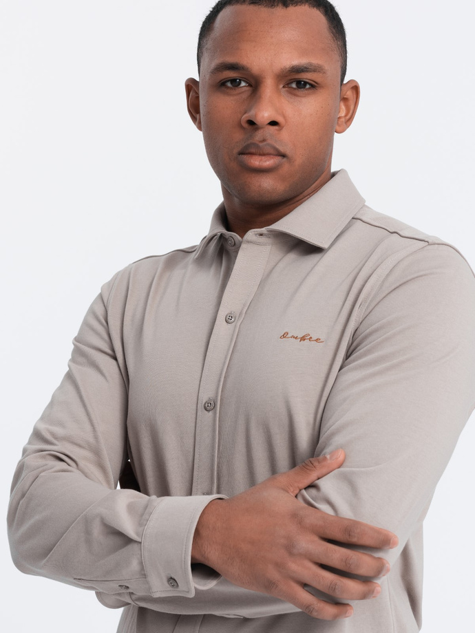 Vyriški medvilniniai trikotažiniai marškiniai REGULAR - pelenai V5 OM-SHCS-0138