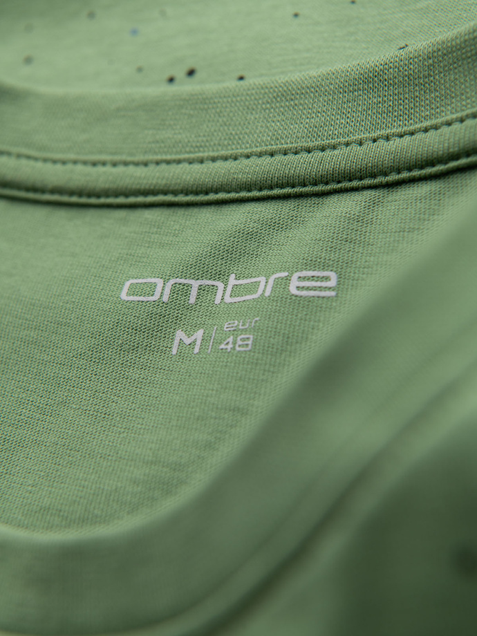 Men's printed cotton t-shirt with round neckline - green V4 OM-TSFP-0186