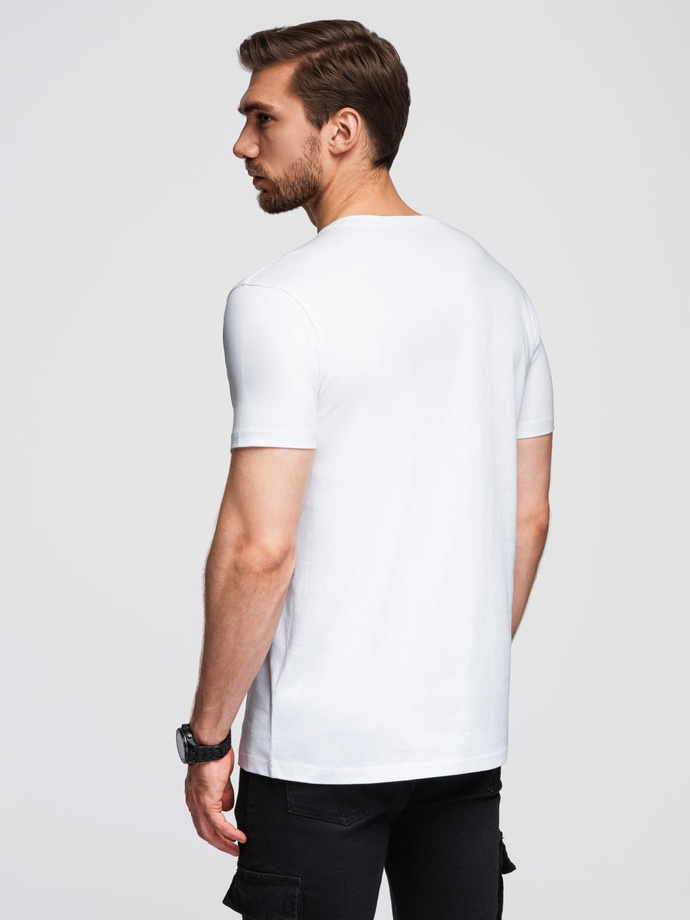 Men's t-shirt with large print - white V1 OM-TSPT-0245