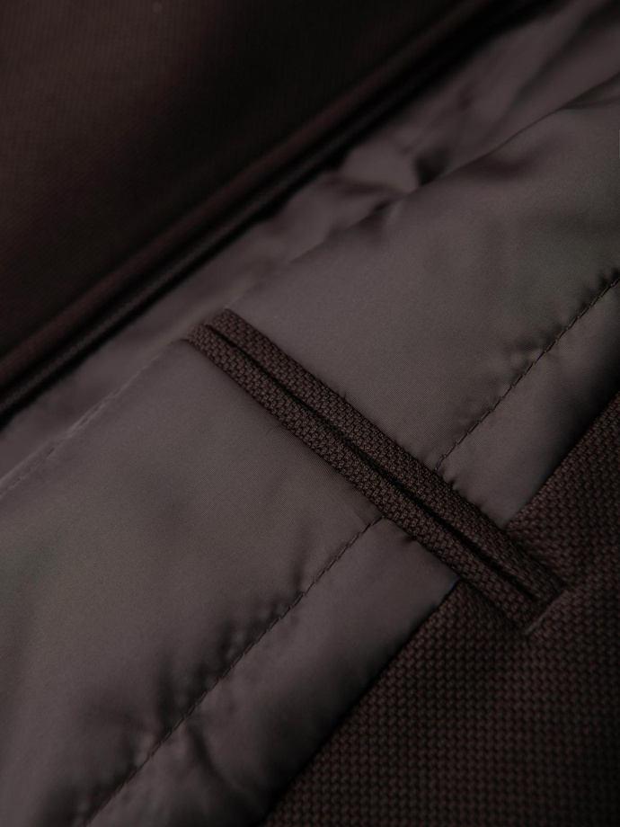 Structured fitted coat for men with high collar - dark brown V5 OM-COWC-0136