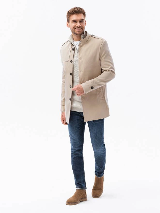 Men's mid-season coat - beige C269