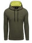 Hanorac cu glugă pentru bărbați cu buzunar cu fermoar - olive V2 OM-SSNZ-22FW-006