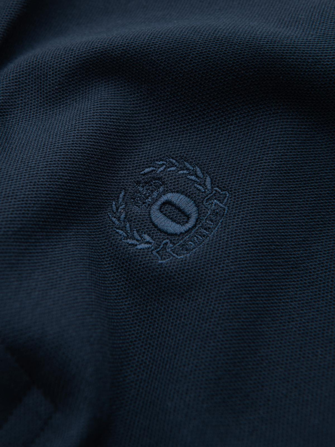 Tricou polo BASIC pentru bărbați, tricou piqué monocolor - albastru marin V2 OM-POBS-0100