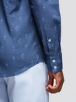 Klasická pánska bavlnená košeľa SLIM FIT s palmami - tmavomodrá V5 OM-SHCS-0156