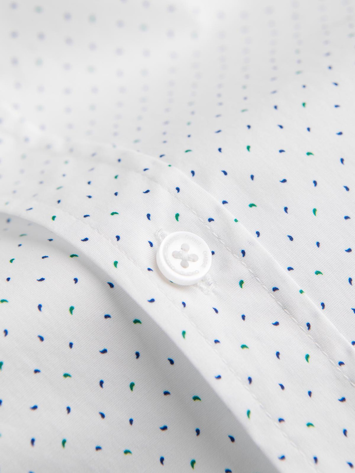 Pánska bavlnená košeľa REGULAR FIT s mikro vzorom - biela V1 OM-SHCS-0152