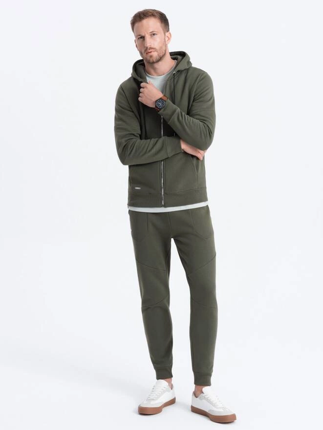 Men's sweatshirt set unbuttoned sweatshirt + pants - olive V2 Z63