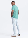 Men's BASIC classic cotton T-shirt with a v-neck - turquoise V15 OM-TSBS-0145