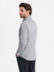 Pánská košile SLIM FIT z ozdobné tkaniny s kapsou - šedá V2 OM-SHCS-0174