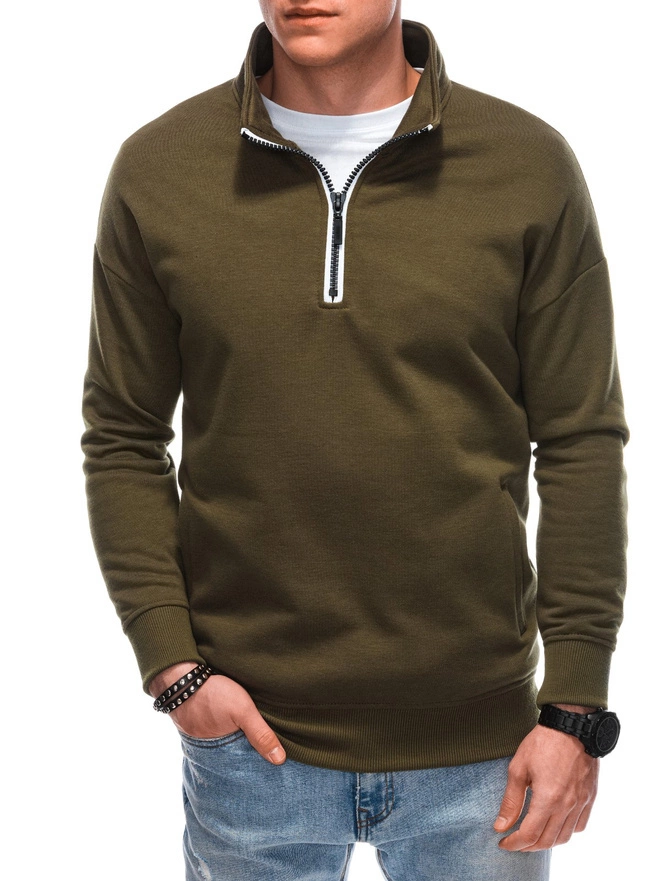 Men's stand-up collar sweatshirt - olive B1353