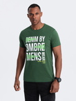 Tricou bărbătesc din bumbac cu inscripții mari - verde V1 OM-TSPT-0193
