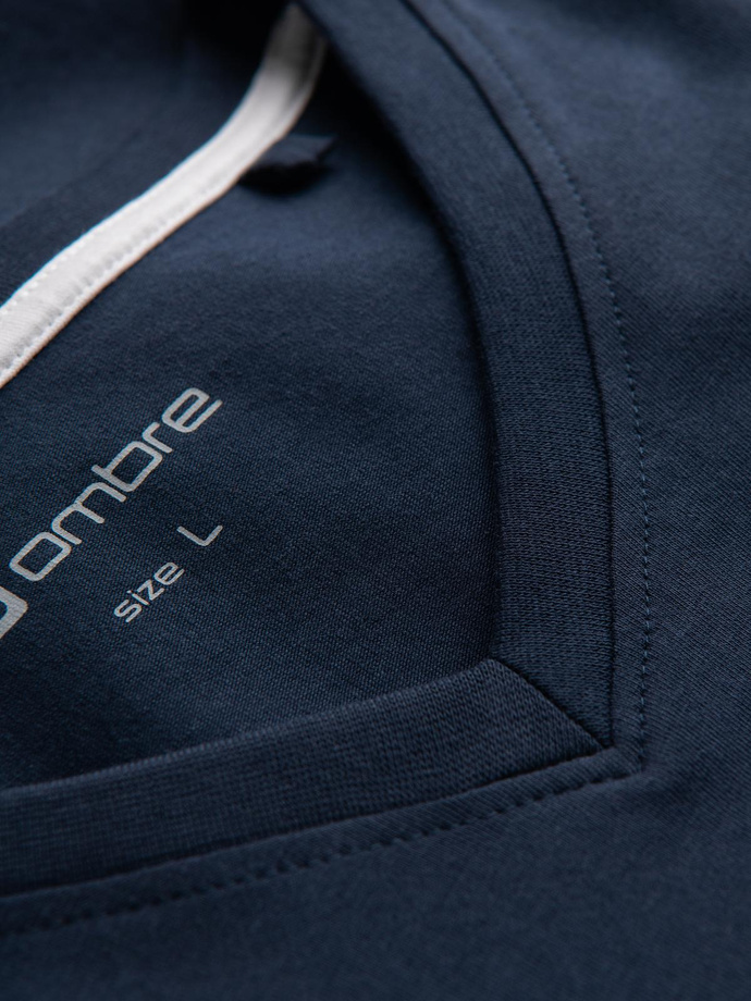 Pánské tričko V-NECK s elastanem - tmavě modré V2 OM-TSCT-0106