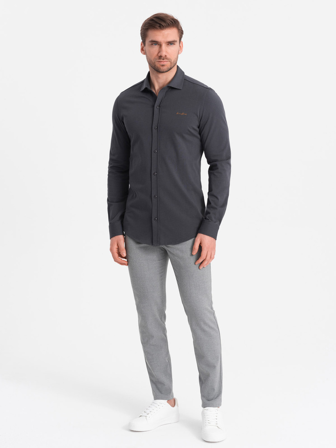 Men's REGULAR cotton single jersey knit shirt - graphite V6 OM-SHCS-0138