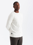 Men's raglan sweater with ribbed sleeves - white V1 OM-SWSW-0144